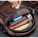 BUFF CAPTAIN 777 Men Leather Shoulder Bag First-Layer Cowhide Retro Large Capacity Satchel(Black)