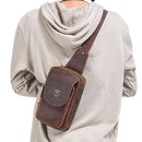 BUFF CAPTAIN 133 Men Leather Retro Shoulder Bag Diagonal Leather Bag(Brown)