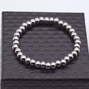 3 PCS Silver Stainless Steel Round Bead Bracelet(6mm)