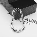 3 PCS Silver Stainless Steel Round Bead Bracelet(6mm)
