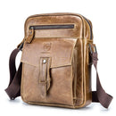 BUFF CAPTAIN 053 Men Leather Shoulder Messenger Bag First-Layer Cowhide Large Capacity Briefcase, Specificationï¼š Large (Dark Brown)