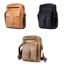 BUFF CAPTAIN 053 Men Leather Shoulder Messenger Bag First-Layer Cowhide Large Capacity Briefcase, Specificationï¼š Large (Dark Brown)
