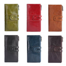 Retro Ladies RFID Wallet Leather Long Mobile Phone Bag(Purple Coffee color)