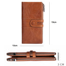 Retro Ladies RFID Wallet Leather Long Mobile Phone Bag(Purple Coffee color)