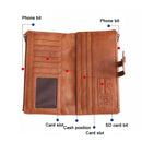 Retro Ladies RFID Wallet Leather Long Mobile Phone Bag(Purple Coffee color)