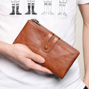 Retro Ladies RFID Wallet Leather Long Mobile Phone Bag(Purple Coffee color)