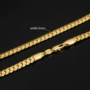 2 PCS 5mm Full Sideways Gold Plated Necklace Fashion Jewelry, Specification: 18 inch (45cm)