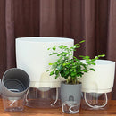 5 PCS Transparent Plastic Double-Layer Water Storage Automatic Water-Absorbing Flowerpot, Size: A705 Caliber 10.5cm(White Transparent Basin)