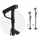 Multifunctional Folding Double-Handle Elderly Crutches Aluminum Alloy Elderly Power-Assisted Walking Sticks Four-Legged Walking Sticks With Lights, Length: 86-98cm(Black)