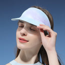 2 PCS Sports Headband Empty Top Hat Summer Outdoor Sunscreen Breathable Riding And Running Peaked Cap For Men And Women, Size: Free Szie(Blue Pink Ink)