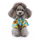 2 PCS Pet Beach Shirt Dog Print Spring And Summer Clothes, Size: S(Yellow Blue)