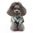 2 PCS Pet Beach Shirt Dog Print Spring And Summer Clothes, Size: S(Green White)