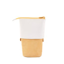 ANGOO Corduroy Retractable Drop-Down Pencil Case Student Stationery Storage Bag(Turmeric)
