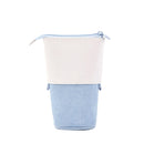 ANGOO Corduroy Retractable Drop-Down Pencil Case Student Stationery Storage Bag(Light Blue)