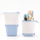 ANGOO Corduroy Retractable Drop-Down Pencil Case Student Stationery Storage Bag(Light Blue)