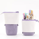 ANGOO Corduroy Retractable Drop-Down Pencil Case Student Stationery Storage Bag(Purple)