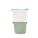 ANGOO Corduroy Retractable Drop-Down Pencil Case Student Stationery Storage Bag(Green)