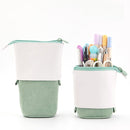 ANGOO Corduroy Retractable Drop-Down Pencil Case Student Stationery Storage Bag(Green)