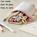 ANGOO Corduroy Retractable Drop-Down Pencil Case Student Stationery Storage Bag(Turmeric)