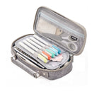Angoo Portable Large-Capacity Stationery Bag Multifunctional Double-Layer Canvas Pencil Case(Moon Gray)