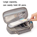 Angoo Portable Large-Capacity Stationery Bag Multifunctional Double-Layer Canvas Pencil Case(Dark Pink)