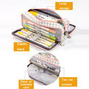 Angoo Double-Open Multi-Layer Stationery Pencil Case Multifunctional Cosmetic Bag(British Style)