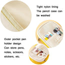 Angoo Cotton And Linen Large Capacity Pencil Stationery Bag(602 Turmeric / Beige)