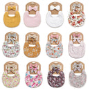 Baby Linen Cotton Printed Double-sided Saliva Towel Headband Set(DP021-4)