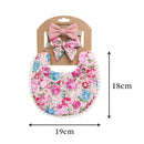 Baby Linen Cotton Printed Double-sided Saliva Towel Headband Set(DP021-4)