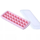 Creative 24 Grid Silicone Ice Tray Home Large Ice Cube Mold Ice Box with Lid(Light Pink)