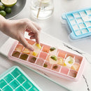 Creative 24 Grid Silicone Ice Tray Home Large Ice Cube Mold Ice Box with Lid(Sky Blue)