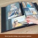 6 Inch 240 Sheets Leather Cover Photo Album Family Memorial Album Interstitial Album(Dark Brown)