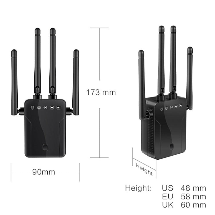 M-95B 300M Repeater WiFi Booster Wireless Signal Expansion Amplifier(Black - UK Plug)