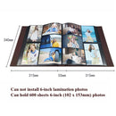 6 Inch 600 Sheets Leather Cover Photo Album Family Photo Album Storage Book(Dark Brown)