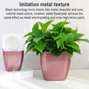 3 PCS Imitation Metal Colorful Water Storage Plastic Flowerpot, Size: G109 Medium Pot(Square Silver Grey)