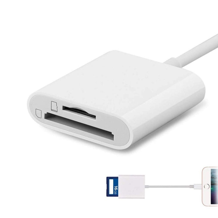 8 Pin to SD + TF Card Reader 2 in 1 Adapter For iPhone / iPad, Cable Length: 9.7cm(Double Slots)
