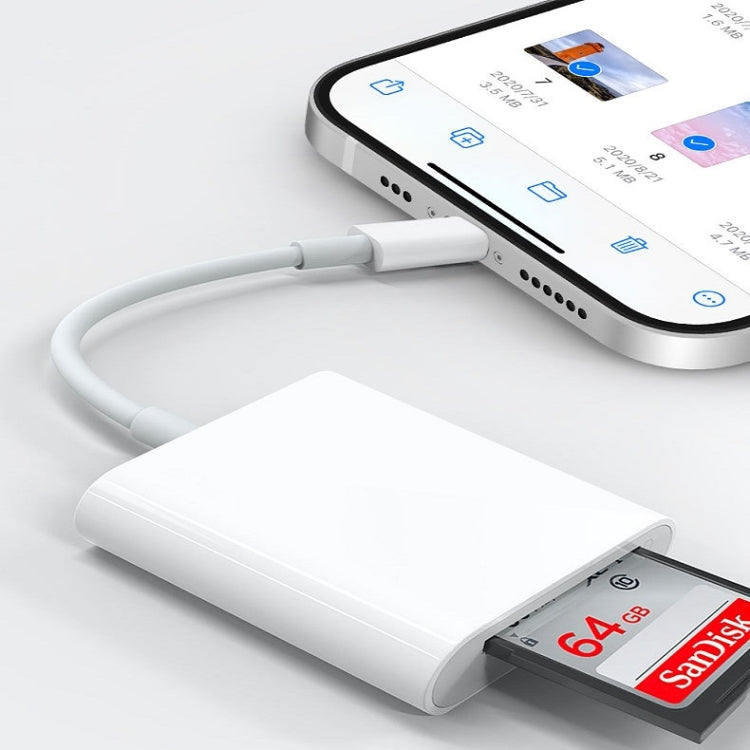 8 Pin to SD + TF Card Reader 2 in 1 Adapter For iPhone / iPad, Cable Length: 9.7cm(Double Slots)