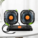 Mini USB 12 / 24V Car Electric Fan Double Head Fan