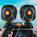 Mini USB 12 / 24V Car Electric Fan Double Head Car Cigarette Lighter Fan