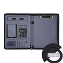 KC601 A4 Multifunctional Portable Folder Business Zipper Bag Leather Folder, Style: No Chargeable With Calculator No Memo Pad (Dark Blue)