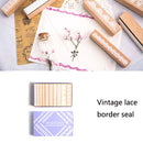 HBLSYZ Children Wooden Seal Set Hand Account Decoration Lace Long Seal(Lace Decorative Seal)