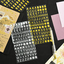 10 Sets Hand Account Alphanumeric Sticker Diary Plan DIY Sticker Set(Bronze Physical Letter)