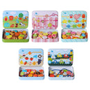 Wooden Toys Baby DIY Toy Cartoon Fruit Animal Stringing Threading Wooden Beads Toy(Transportation)