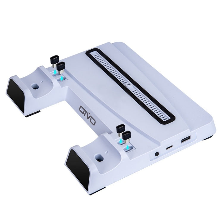 OIVO IV-P5241 Multi-Function Host Cooling Fan Handle Charging Base With LED Light For PS5, Color of the product: White