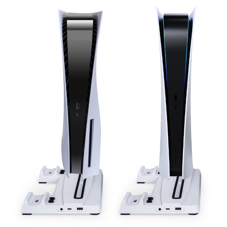 OIVO IV-P5241 Multi-Function Host Cooling Fan Handle Charging Base With LED Light For PS5, Color of the product: White