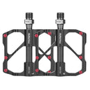 PD-M86C 1 Pair PROMEND Bicycle Road Bike Mountain Bike 3 Palin Carbon Fiber Bearing Pedal(Black)