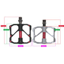 PD-M86C 1 Pair PROMEND Bicycle Road Bike Mountain Bike 3 Palin Carbon Fiber Bearing Pedal(Red)