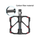 PD-R87C 1 Pair PROMEND Bicycle Road Bike Mountain Bike 3 Palin Carbon Fiber Bearing Pedal(Red)