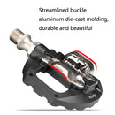 PROMEND 1 Pair PD-F91 Mountain Bike Aluminum Alloy Bearing Single-Sided Self-Locking Pedal With Cleat, Size: L(Black)
