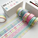 2 Packs Paper Lattice Decorative Material Tape For Handbook(Rainbow Plaid)